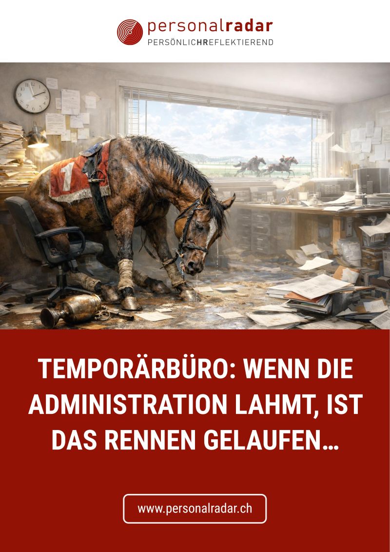 🐎Temporärbüro: Wenn die Administration lahmt, ist das Rennen gelaufen🏁

Temporärarbeit ist kein Sprint. Es ist ein Staffellauf aus Verträgen, Rapporte, Lohnläufen, Zulagen, Quellensteuer, BVG, SUVA, GAV und sauberer Kommunikation mit dem Einsatzbetrieb.

Und trotzdem wird genau