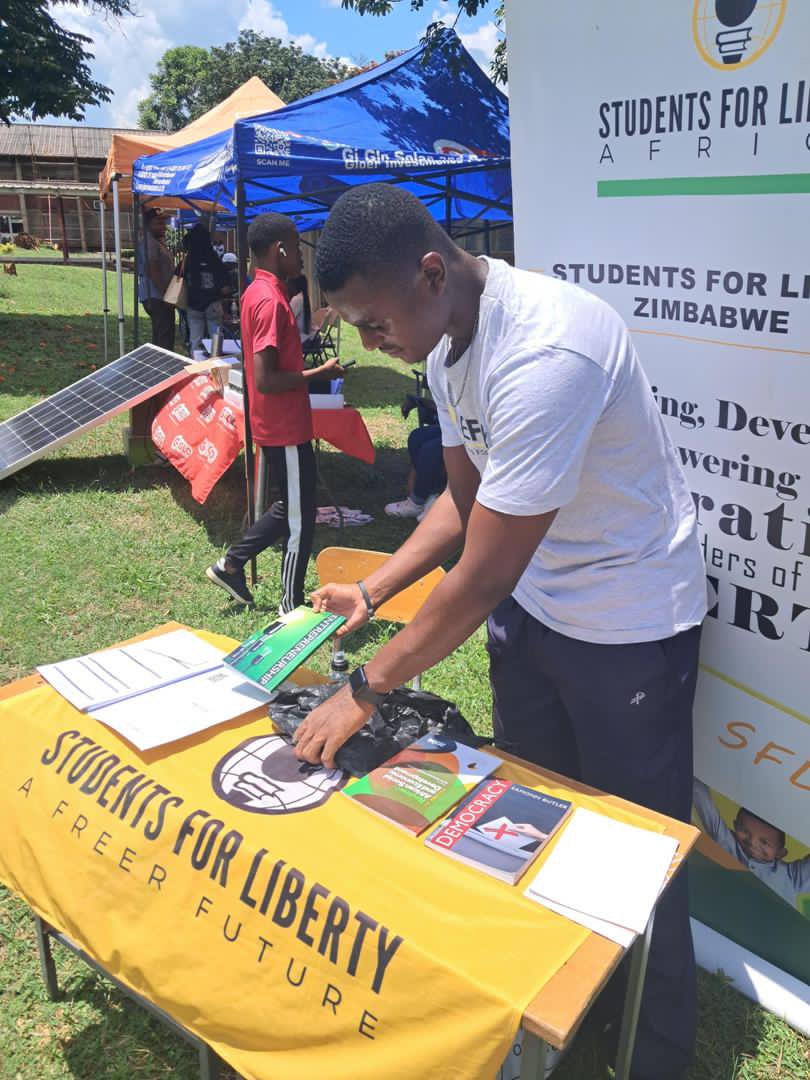 ZimbabweSFL's tweet photo. “If your actions inspire others to dream more, learn more, do more and become more, you are a leader.” John Quincy Adams. 
At Bindura University, Students for Liberty introduced new students to the principles of liberty, empowering young leaders to inspire change
#YoungLeaders https://t.co/nYPbt4X4Dq