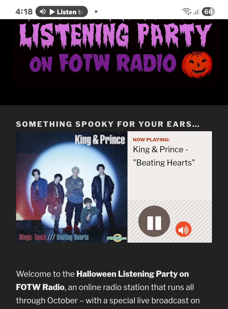 🇦🇺シドニー📻延長中
#Number_i
❶3XL🦄🪽
❷i_DOG♥️
#Number_i_RadioOA

👑King&amp;Prince5
❶Beating Hearts💗
健さん他♬
<a href="/fotwradio/">Halloween Listening Party on FOTW Radio</a> 今日も❤️‍🔥有難う

#GOD_i ✨️
ストーリーミング1億回突破
💜おめでとう👏
　　
🇦🇺16~18時🎧　　　
大好きな歌を♡
↓🎃リクエスト宜しく🫶🦉 halloweenlisteningparty.com