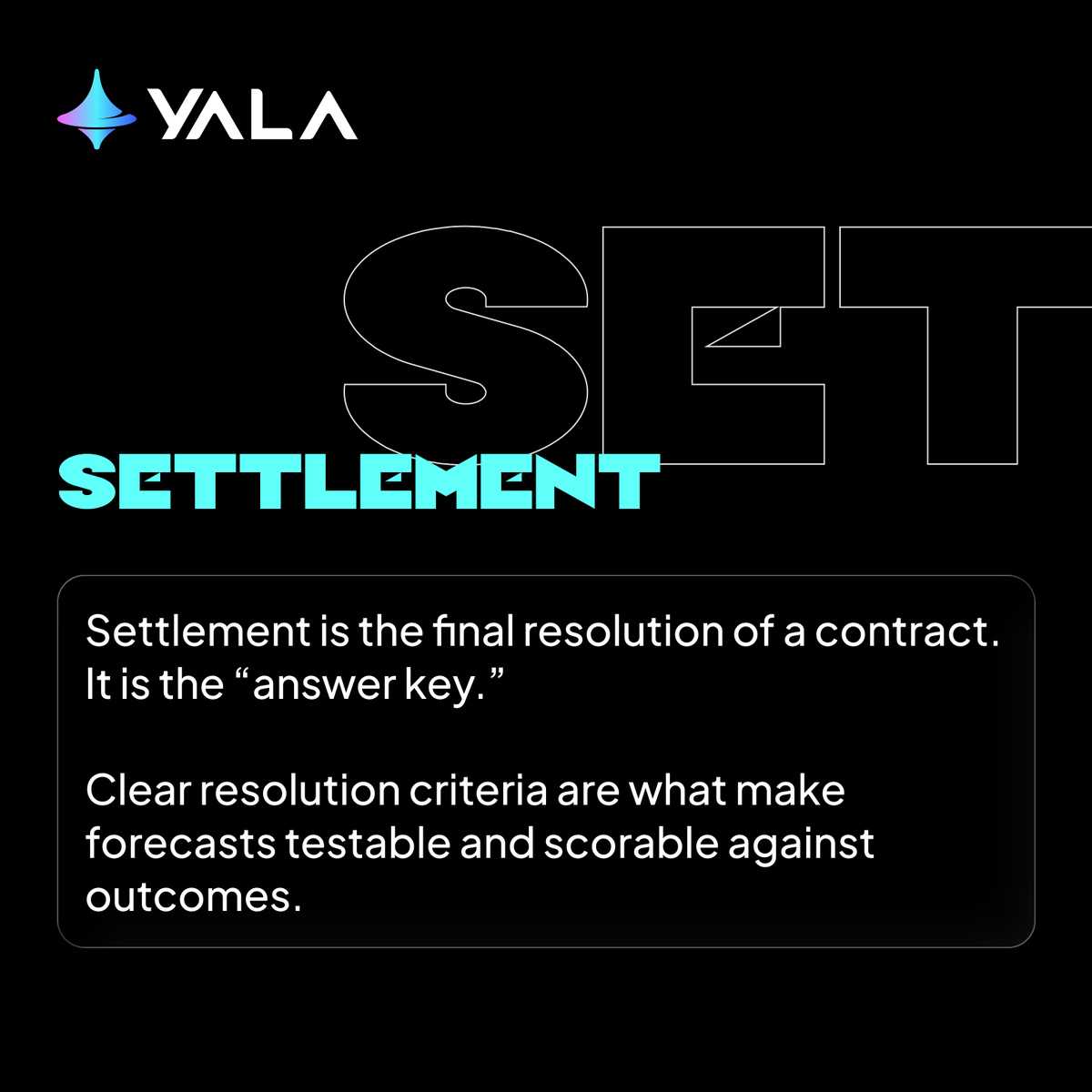 Yala publishes early fair value signals you can actually test.

That only works because prediction markets settle.

When they do, every call is auditable: win or lose.