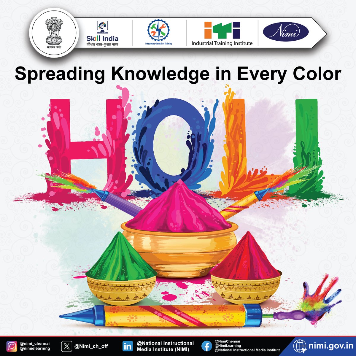 This Holi, let’s celebrate the spirit of skills, empowerment, and nation-building with NIMI.

Together, we strengthen India through knowledge and vocational excellence.

#HappyHoli #Holi2026 #NIMI #NewBeginnings
