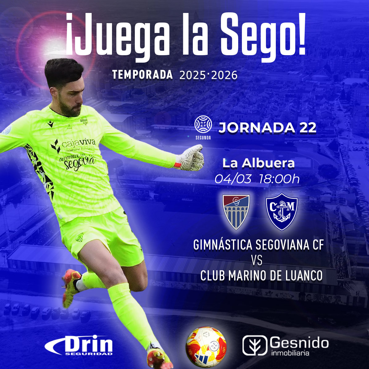 📣 ¡Hoy juega la Sego!
🕜 18.00h 
🏟 La Albuera
🆚️ <a href="/MarinoLuanco/">Club Marino de Luanco ⚓</a>
📺 @webdirecto.com
@gesnido
@drinseguridad
