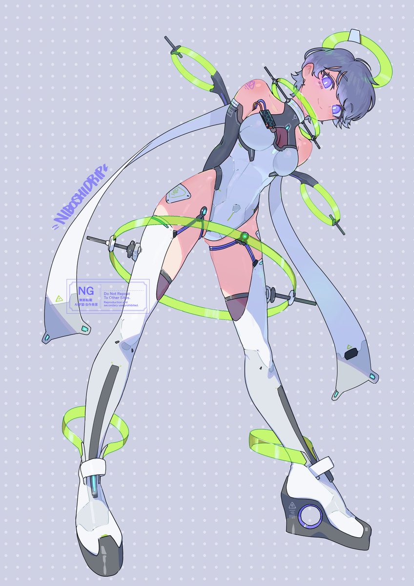 今日もOCですまないねぇ〜
癖詰め込みの天使をモチーフに描いてみましたよ #oc  
近未来SF感って妄想膨らむ🤯