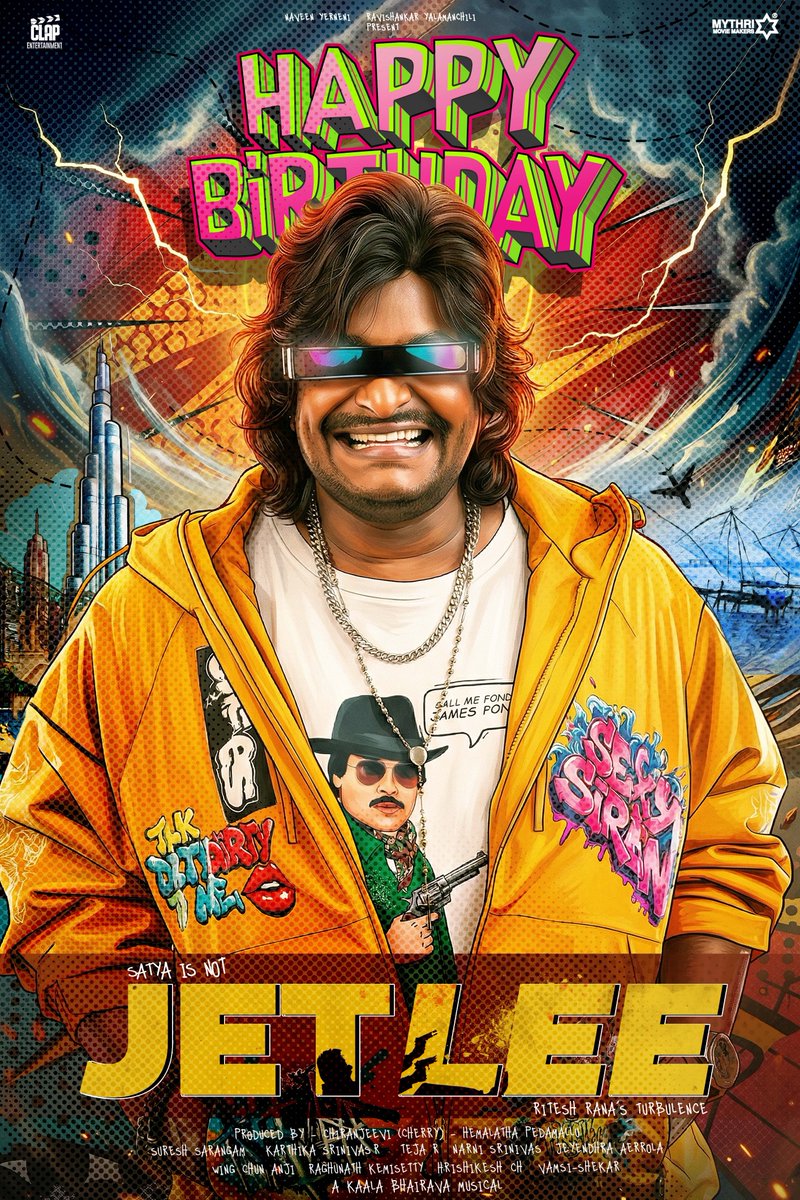 MythriOfficial's tweet photo. #Satya is not #Jetlee..
But he is surely the birthday boy ❤🔥
Happy Birthday, #Satya 💥💥💥
ICYM the #JetleeGlimpse ❤🔥
▶️ https://t.co/olKZXArmRG
#JETLEE
A @RiteshRana's turbulence 🛫
Starring #Satya, #RheaSingha, @vennelakishore @harshachemudu @kabirduhansingh
Produced by @ClapEntrtmnt
Presented by @MythriOfficial
Music by @kaalabhairava7
DOP: #SureshSarangam
Vfx Supervisor: #HrishikeshCH
Production designer: #NarniSrinivas
Costume Designer: @TejaR711
Publicity Designer: #Shyam
Pro: @UrsVamsiShekar
Marketing: @FirstShowTweets
