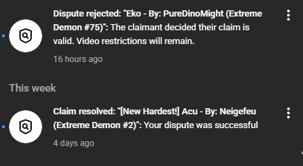 Djsnipers4's tweet photo. @TeamYouTube Ok so how the heck does this make any sense. Both of these videos use the exact same song with the exact artist and use pretty much the exact reasoning for a dispute. Why resolve one of them and just accept the other? https://t.co/vfXsvsVWDK