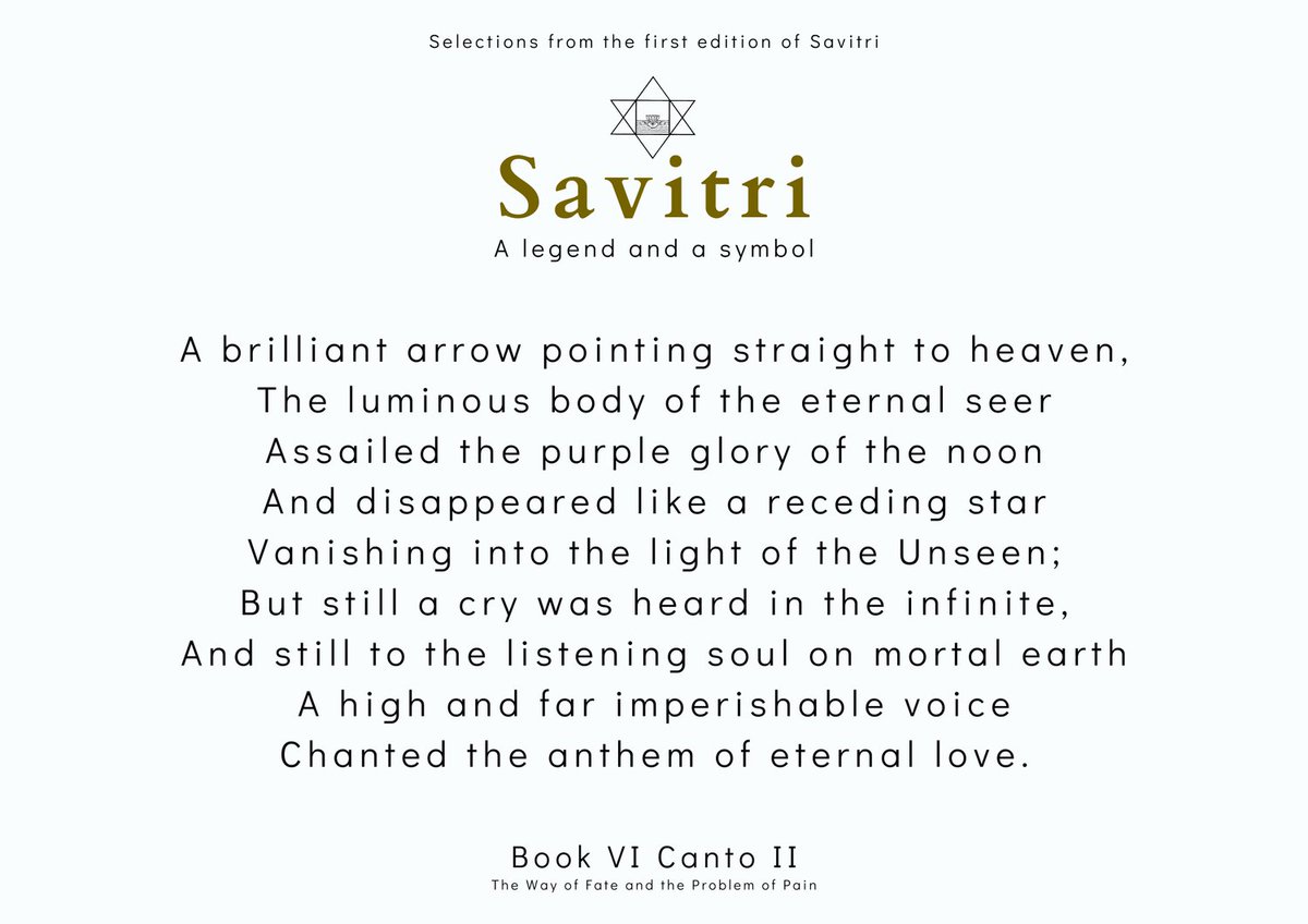 Daily Verses from Savitri, Book VI Canto II: The Way of Fate and the Problem of Pain

#SriAurobindo #InevitableWord