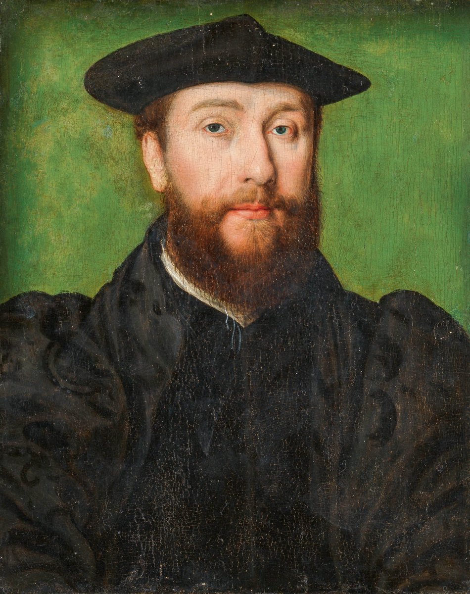 💚 los fondos verdes de Corneille de Lyon.

Corneille de la Haye, llamado Corneille de Lyon. Retrato de caballero vestido de negro. Óleo sobre tabla, h. 1550. <a href="/Artcurial/">ARTCURIAL</a> 
A subasta en Basilea la próxima semana.