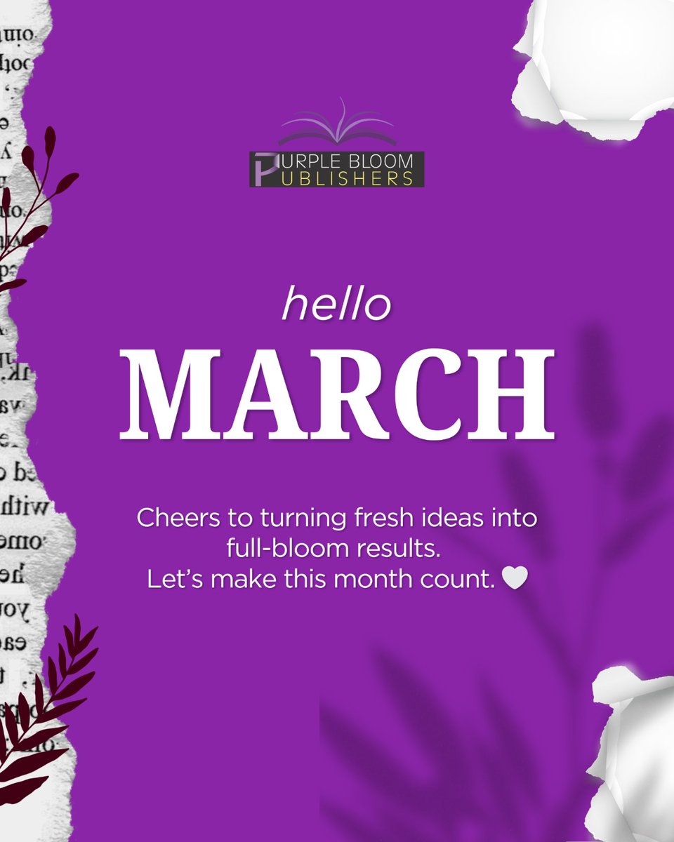 New month, new chapter! 📖✨
​
Every great story starts with a single, fresh idea. 
​What’s one goal you’re nurturing this month? Comment below and let's grow together! 💜

​#PurplebloomPublishers #NewMonth #FreshIdeas #GrowthMindset #NewMonthGoals