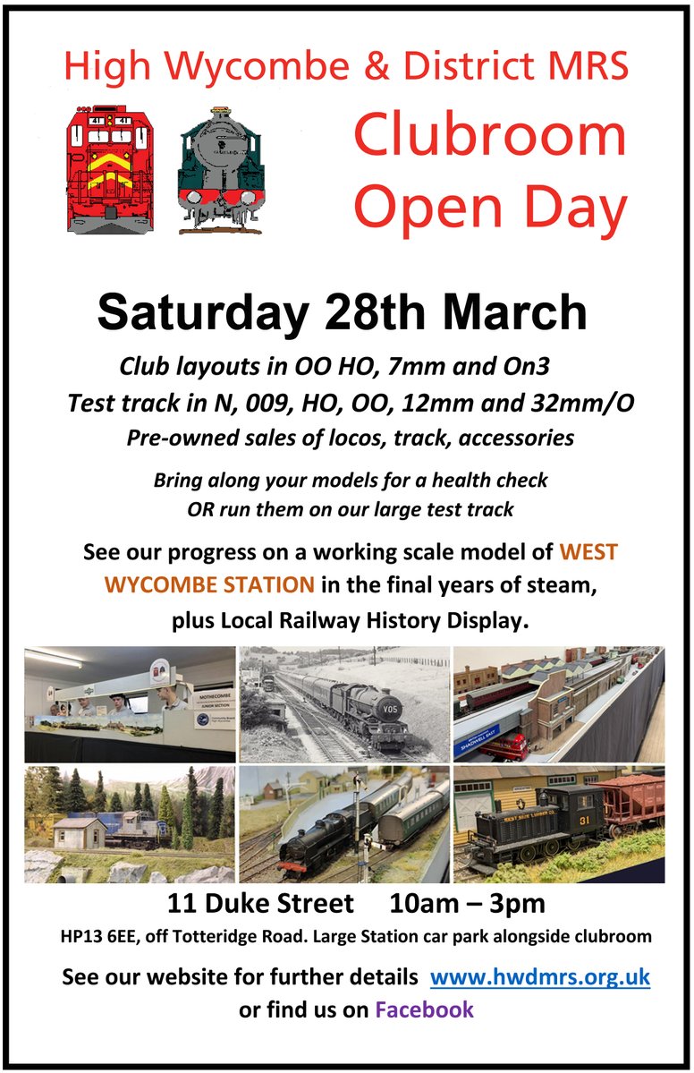 HWDMRS's tweet image. The next of our popular Clubroom Open Days is Saturday 28th March. Details below. 
#modelrailways #highwycombe