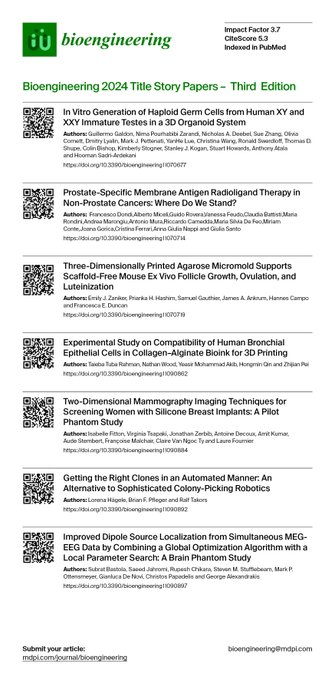 MDPIEngineering's tweet photo. 💥Check out the Third Edition of our Title Story Collection from 2024
📌 #Organoids #ReproductiveBioengineering #3DPrinting #Bioinks #CancerTheranostics #MedicalImaging #Mammography #AutomationInBiology #CellEngineering #TissueEngineering #Neuroimaging #MEGEEG https://t.co/VSdXCs0agD
