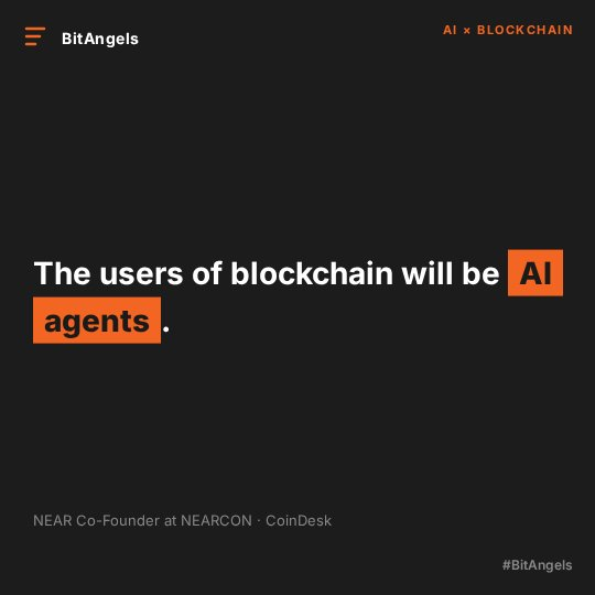 BitAngels's tweet photo. NEAR's co-founder just said it:
"The users of blockchain will be AI agents."

At #NEARCON2026, they launched cross-chain infra connecting 35+ blockchains + encrypted AI agent enclaves.

The agentic economy needs crypto rails.
#BitAngels #NEAR #Web3 https://t.co/0VTnYCsKuN