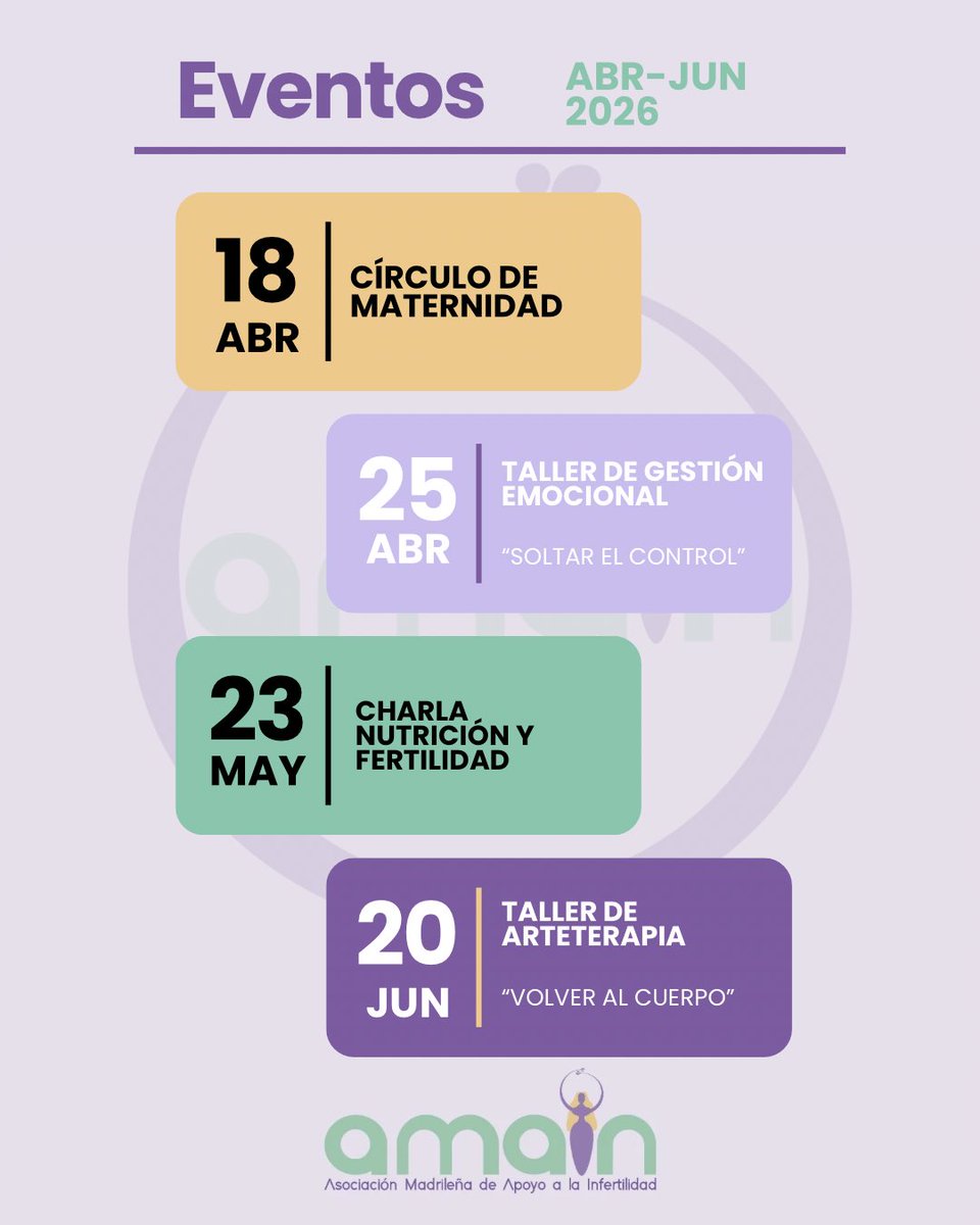 Recuerda: Las actividades tienen PLAZAS LIMITADAS, no olvides inscribirte con antelación. 
Más info y registro en el grupo de Telegram (enlace en bio). 
¡Os esperamos! 
#infertilpandy #eventosAMAIN #infertilpandyMadrid #reproduccionasistida