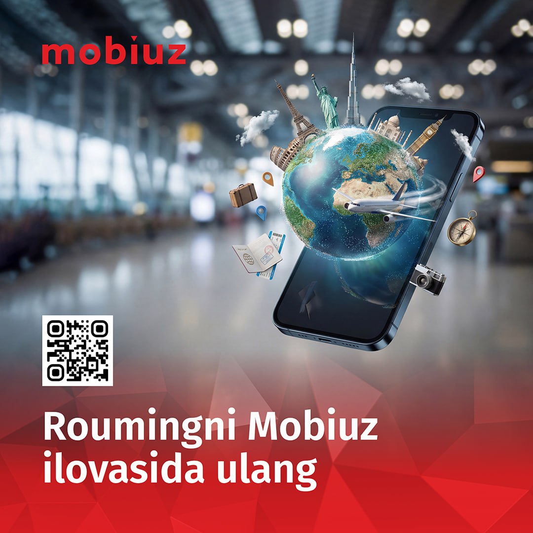 Roumingni bir necha bosishdayoq yoqish mumkin 
Chet elga yo‘l olyapsizmi? Ofisga borish shart emas — roumingni mobil ilovada o‘zingiz yoqing.
Rouming turlari va shartlari bilan bu yerda (mobi.uz/uz/uslugi/roam…) tanishishingiz mumkin ⚡️