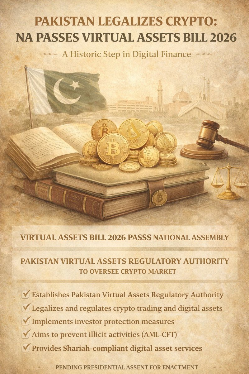 iamanshaa's tweet photo. The Virtual Assets Bill, 2026 cleared the Senate on Feb 27, 2026, and is now passed by the National Assembly. With presidential approval, Pakistan will soon introduce clear rules for crypto and digital assets.  
#CryptoPakistanRising #Iran #Afghanistan #Pakistan https://t.co/3UaJMPtFKP