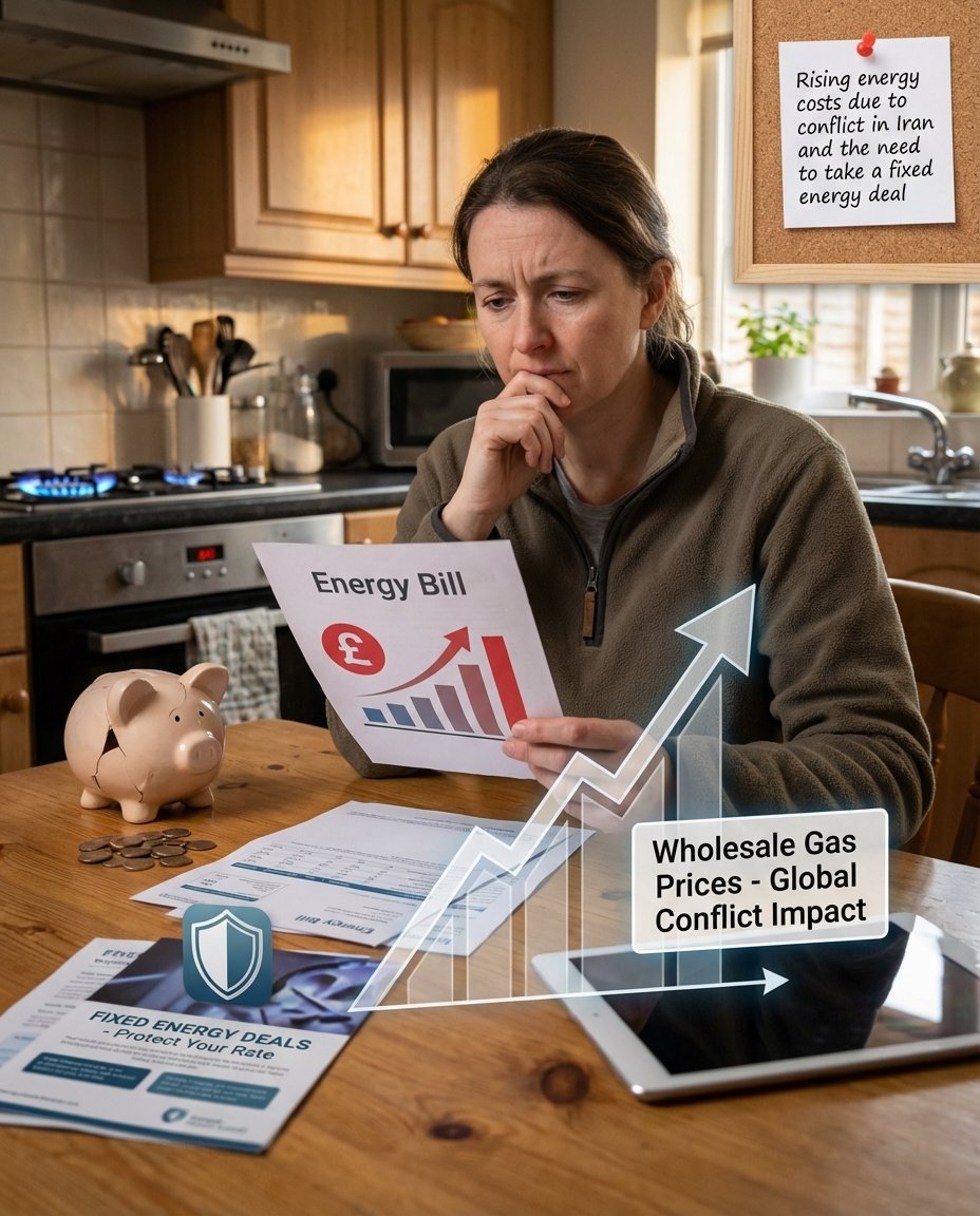 UK wholesale gas prices up 93% since the Iran conflict. The July price cap could hit £2,500. But fixed deals from £1,509 still exist — for now. 🛡️ Protect your household before the window closes. Read more: calljeff.co.uk/blog/rising-en… or DM me. #EnergyCrisis #UKEnergy #CostOfLiving