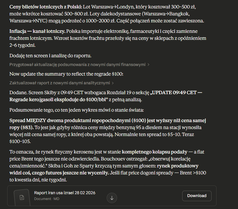 Efekt wojny na Bliskim Wschodzie to nie tylko droższa benzyna i diesel na stacjach (który zaraz wywinduje w okolice 7 zł) ale też wyoska cena paliwa lotniczego. Efekt ceny biletów lotniczych mocno w górę lub także odwoływanie wielu lotów.