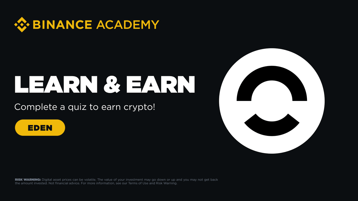 BinanceAcademy's tweet photo. Don’t miss the new round of #Binance📷 Learn &amp; Earn featuring @OpenEden_X.

Learn about OpenEden’s blockchain tech, complete the quiz, and earn EDEN tokens!  

Limited rewards for new verified users who haven’t used Simple Earn Locked Products before 👇
https://t.co/5yK7BsYaWE https://t.co/qRpXfKgxGb