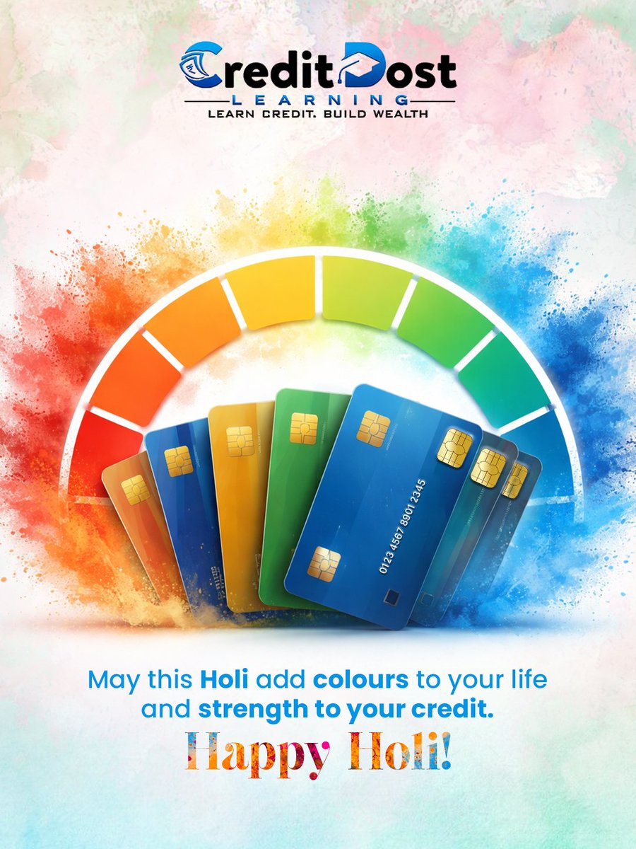 creditdostlearn's tweet photo. Add more colours to your celebrations and more strength to your financial journey this Holi 🌈✨ Build smart credit, unlock bigger opportunities, and let every swipe take you closer to your dreams. Wishing you prosperity, positivity, and powerful credit moves. Happy Holi! https://t.co/qb7gfIWRps