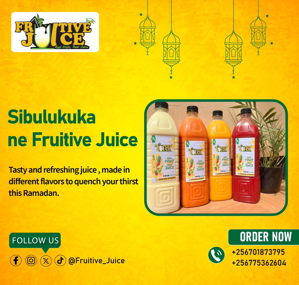 FruitiveJuice's tweet photo. Tasty and refreshing juice, crafted to quench your thirst this Ramadan. Contact us today to order. 0701873795/ 0775362604. https://t.co/FmzA8Hc1Po