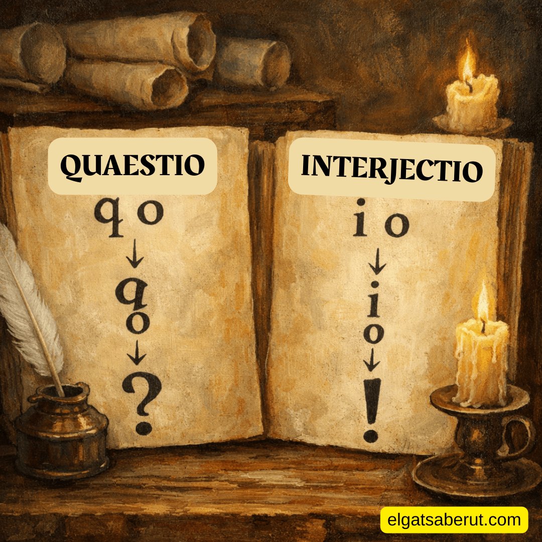 L’origen dels signes d’interrogació i d’exclamació té a veure amb abreviatures llatines que s’usaven en textos antics i la seva evolució durant l'edat mitjana. 

En època romana es posava al final d’una frase interrogativa no un signe com avui, sinó una abreviatura del mot llatí