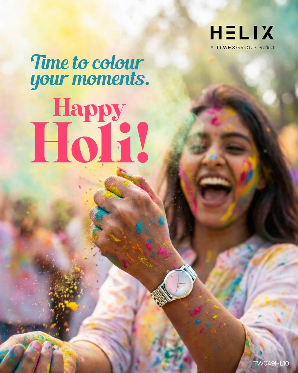 Splash of colors, dash of style! 🎨✨ This Holi, don’t just play with colors- wear them. Let every second of your celebration be as vibrant as your Helix.
Time to Colour Your Moments. Happy Holi! 🌈⌚

#HelixWatches #HappyHoli #TimetoColour #FestivalOfColors #VibrantVibes