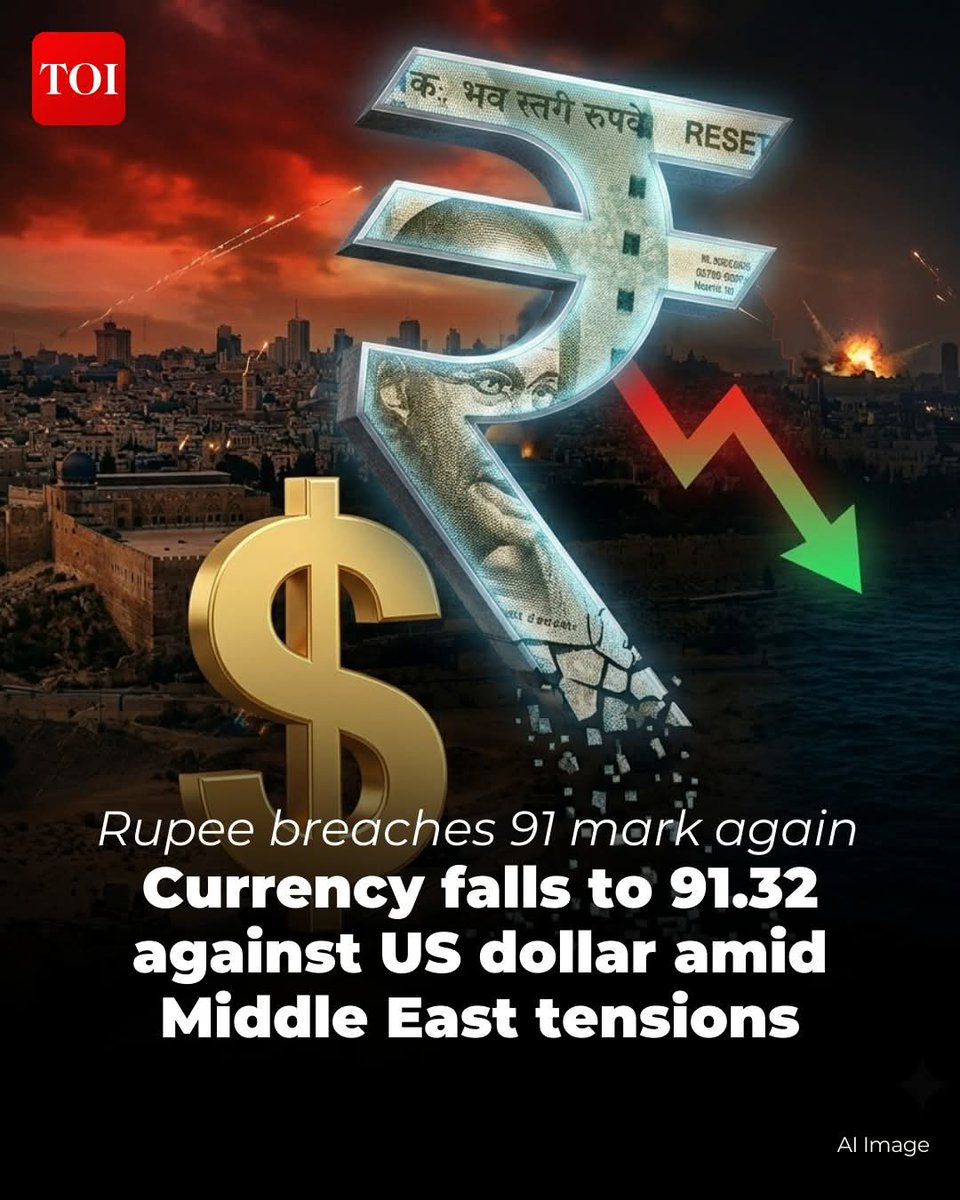 ramanswall's tweet image. Rupee slumps 66v paise to all time high, falls to 99.15 against US Dollar
West Asia war sends shockwaves through markets

#India
#Rupee 
#ModiInEpsteinFiles 
#Americans 
#IranIsraelWar