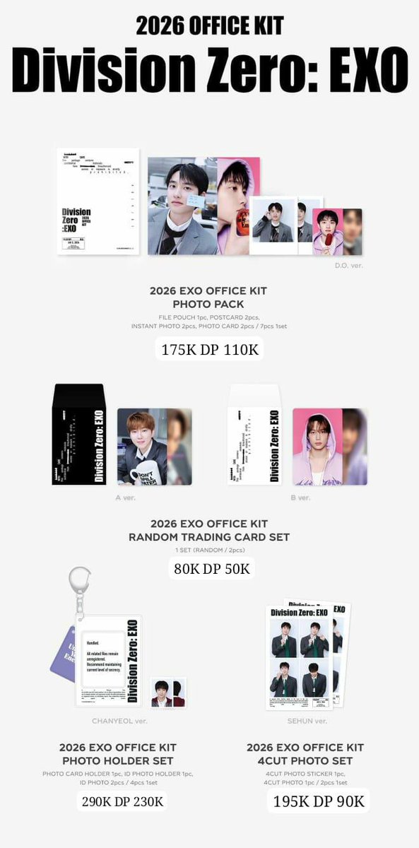 OPEN PRE ORDER  2026 EXO OFFICE KIT MERCHANDISE

🐧Photopack (Choose Member)
🐇Trading Card A/B Ver
🍒Photo Holder Set (Choose Member)
🐣4cut Photoset (Choose Member)

✅ EST BERSIH INA
✅ Bookslot cicilan
📆 10 maret 
📍tangerang / jakarta 
order in forms.gle/BibuWSw9w3nwZ3…