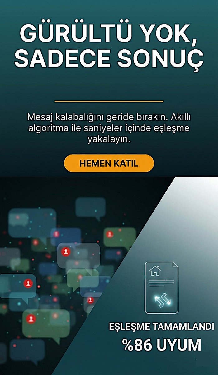 evliyo's tweet photo. Gayrimenkulde saatlerce süren arayışlar saniyelere iniyor.
Evliyo ile mesaj kalabalığı biter, net sonuçlar başlar. Algoritmamız doğru eşleşmeyi bulur, siz sadece işlemi kapatırsınız.
Gürültüyü geride bırakın.
👉 https://t.co/wCVjcZjMoI
#Evliyo #PropTech #Verimlilik #emlak https://t.co/0XIBaIgETh