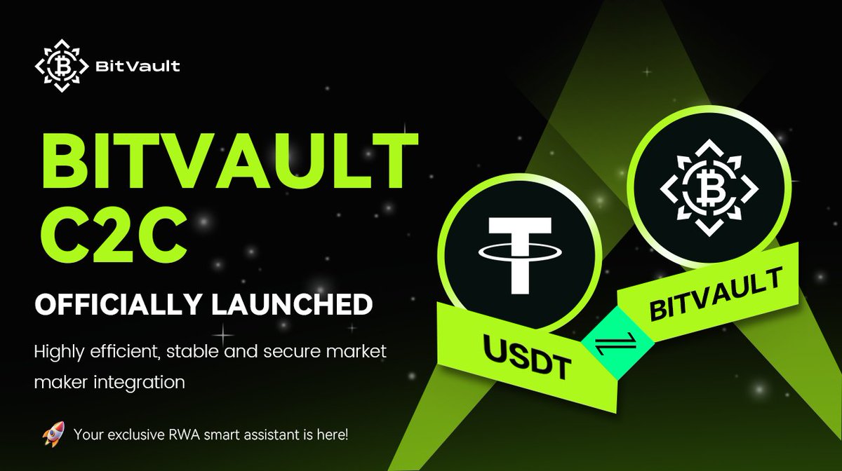 BitVaultpro's tweet photo. 🚀 Major Launch｜BitVault C2C Trading Now Live!
🤗Forge a secure, efficient and transparent gateway to digital assets, unlocking true #crypto financial freedom! ✨
👉Experience BitVault C2C now 

#BitVault #Cryptocurrency #C2C  #Blockchain $BTC https://t.co/c29NMEHiaG