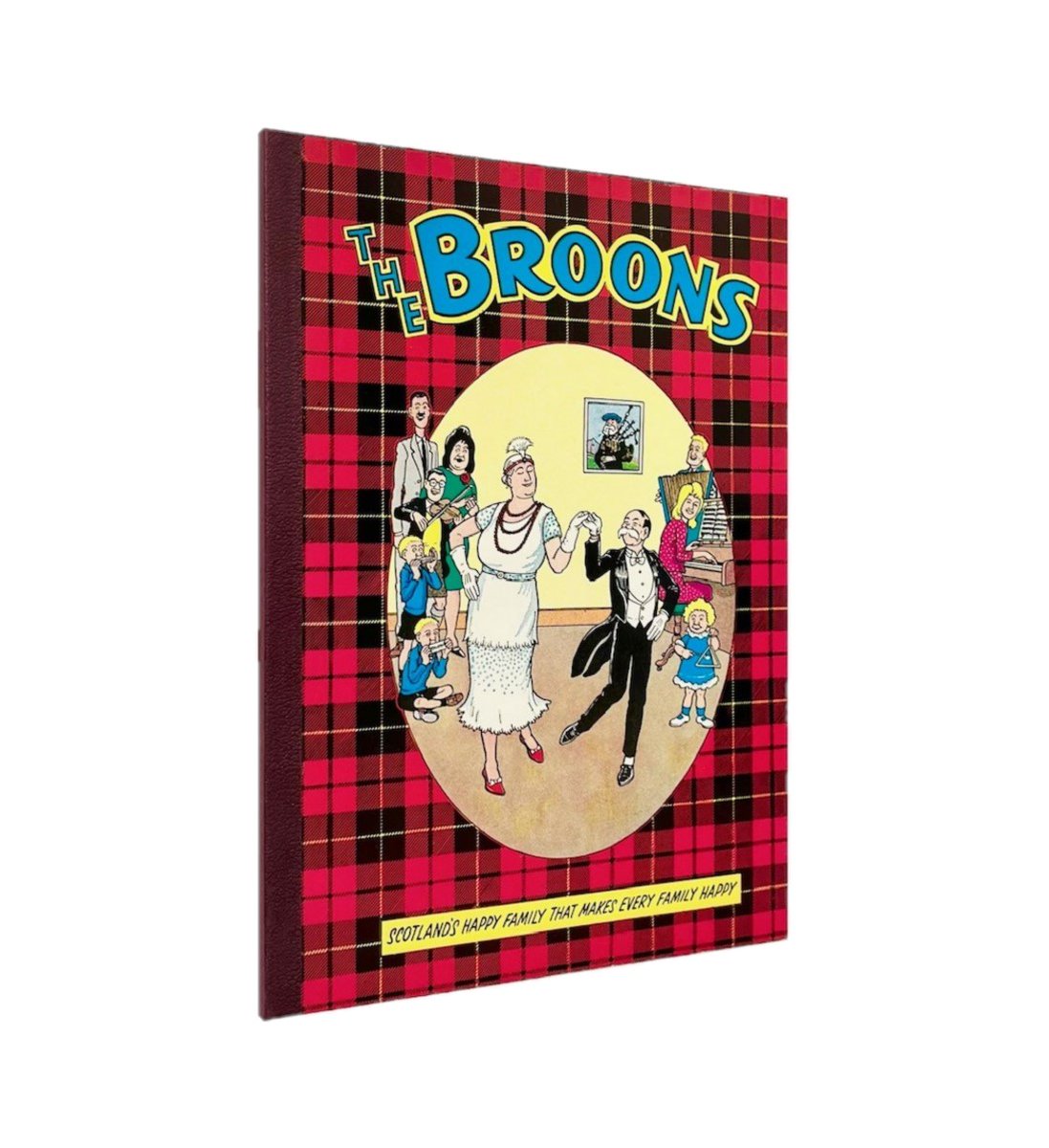 Brought2BookLtd's tweet photo. Auchentogle, 1965.   Maw Broon keeps the hoose spick and span (mostly).
Paw schemes for a quiet pint (never succeeds).
The weans cause merry hell with endless energy.
Granpaw dispenses wisdom from his pipe.  The Broons 1966 Annual
D.C. Thomson 1965 first edition
Mint – appears as new/unread (no inscriptions/marks, pristine contents, unblemished card covers with sharp corners, no creasing) – no jacket  Scotland’s happiest family in peak form—timeless tenement laughs, classic Dudley D. Watkins art, and pure nostalgic joy in superb condition.  https://t.co/79PGUd9MT7
#TheBroons #OorWullie #DCThomson #ScottishComics #VintageAnnual #MintCondition #Collectibles
