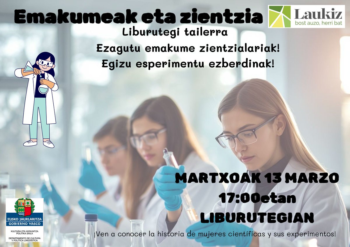 🔬👩‍🔬 Mujeres y Ciencia: taller en la Biblioteca 🧪💡

 📅 13 de marzo 
🕔 17:00h 
📍 En la biblioteca 

👩‍🔬 ¡Conoce a mujeres científicas y realiza experimentos divertidos!