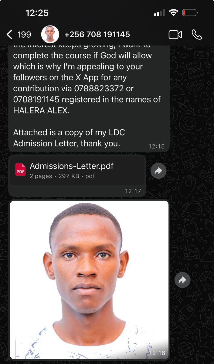 TumukundeTT's tweet photo. Halera Alex, an LDC student came to my office very depressed. He got a loan to ensure he beats the LDC fees deadline. It has now grown to 2.3m with threats. If we can deposit Ugx. 10k on his numbers there under, we can save him from depression. Many of them are on study loans. https://t.co/EznjksSrQR