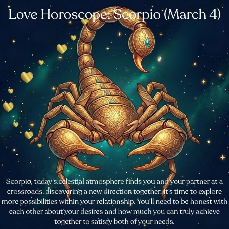 zodiac_echoes's tweet image. Daily Horoscope: #Scorpio March 4  
Midweek is almost here! Anyone else looking forward to a relaxing weekend? zodiacechoes.com/scorpio-march-…
#Scorpio♏️#ScorpioSeason #TeamScorpio #ScorpioEnergy #Horoscope #Horoscopes #DailyHoroscope #Astrology #AstroTwitter #Zodiac #ZodiacSigns