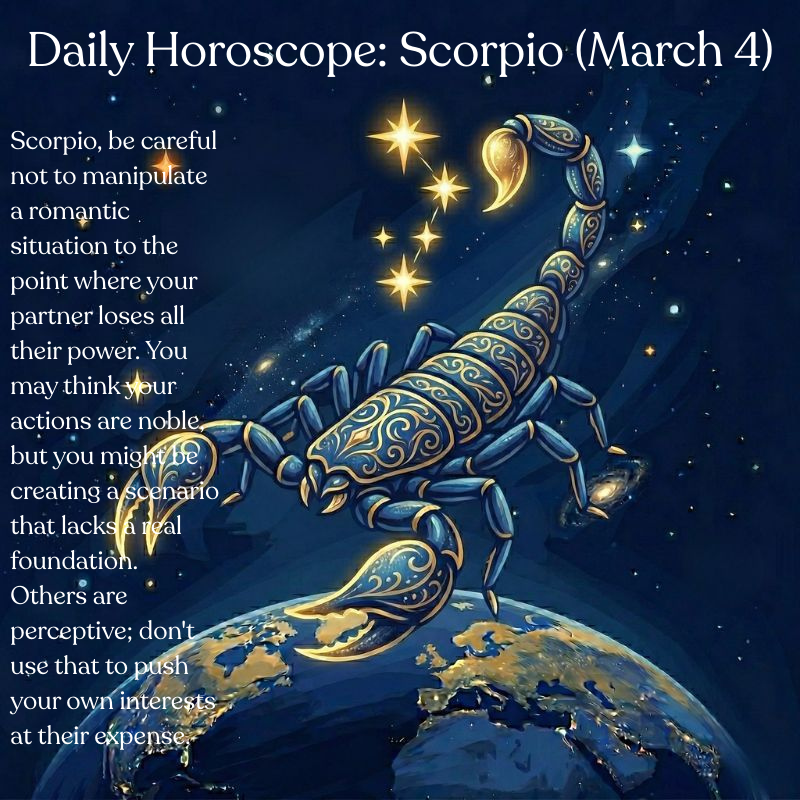 zodiac_echoes's tweet image. Daily Horoscope: #Scorpio March 4  
Midweek is almost here! Anyone else looking forward to a relaxing weekend? zodiacechoes.com/scorpio-march-…
#Scorpio♏️#ScorpioSeason #TeamScorpio #ScorpioEnergy #Horoscope #Horoscopes #DailyHoroscope #Astrology #AstroTwitter #Zodiac #ZodiacSigns