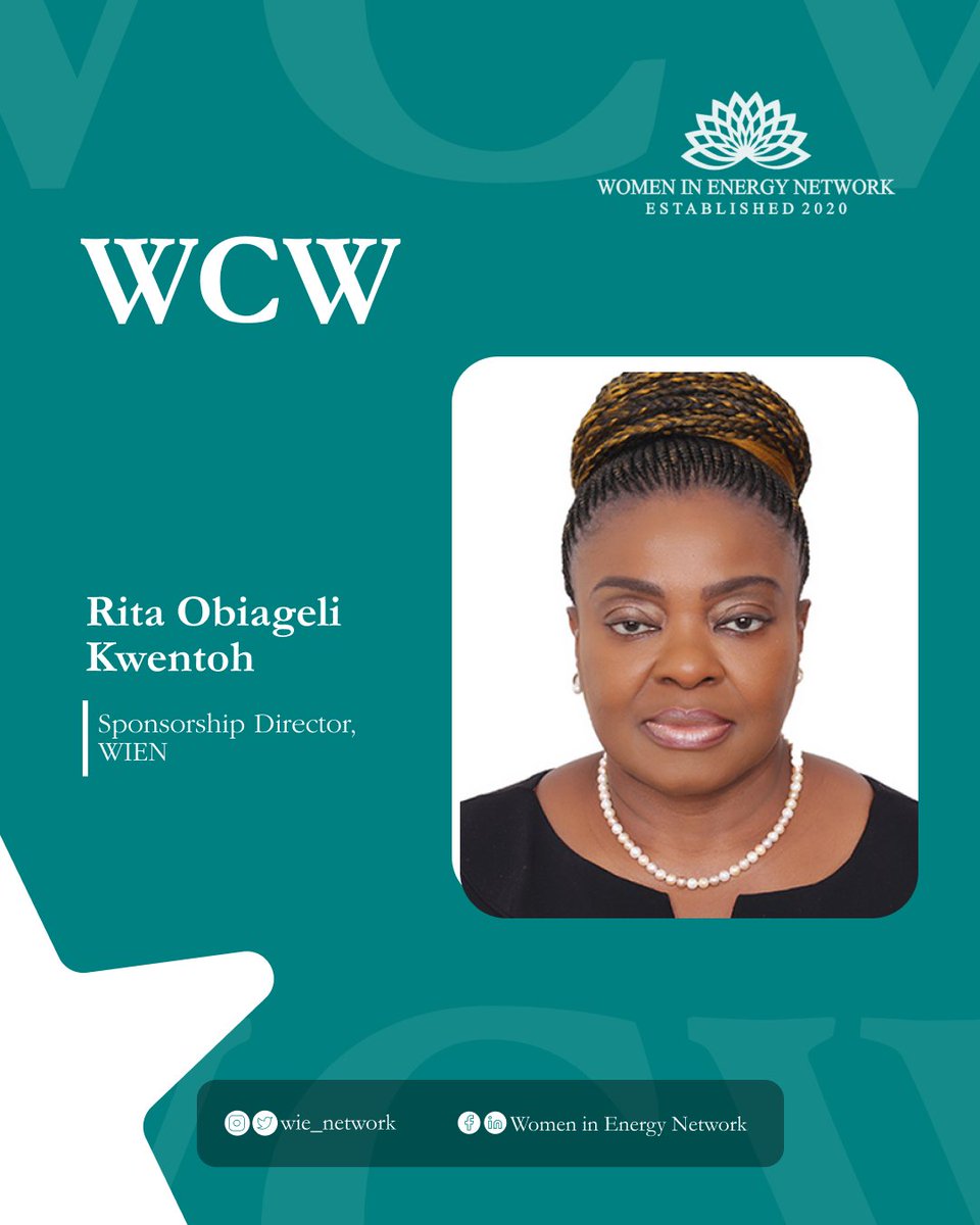 Our WCW today is the CEO of T-Shaped Consultancy Services Ltd and WIEN Sponsorship Director, Rita Obiageli Kwentoh.

#WCW #WomenInEnergy #EnergyLeadership #SponsorshipDirector #OilAndGasNigeria #BusinessStrategy #ProjectManagement #InnovationStrategist #EnergySector #Commercial