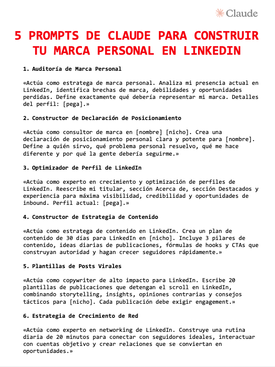ftcarpe's tweet photo. CREA TU MARCA PERSONAL EN LINKEDIN CON ESTE PROMPT PARA CLAUDE!!🫵🏻

Guárdalo ;)🫂 https://t.co/6e9078lk7P