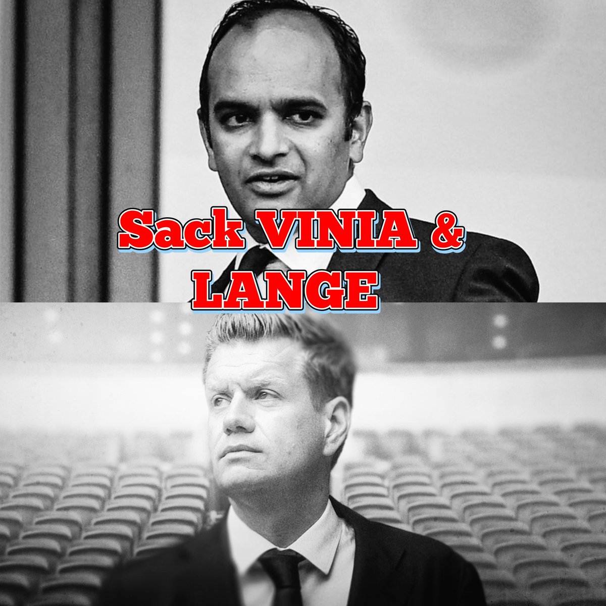 Kam38451801's tweet photo. It's time for a change! 👔 The message is clear in this image: "Sack VINIA &amp; LANGE." Sometimes tough decisions are needed for progress. What do you all think? 🤔 Let me know your thoughts! 👇 #sacking vibes https://t.co/x5RjOoVLms