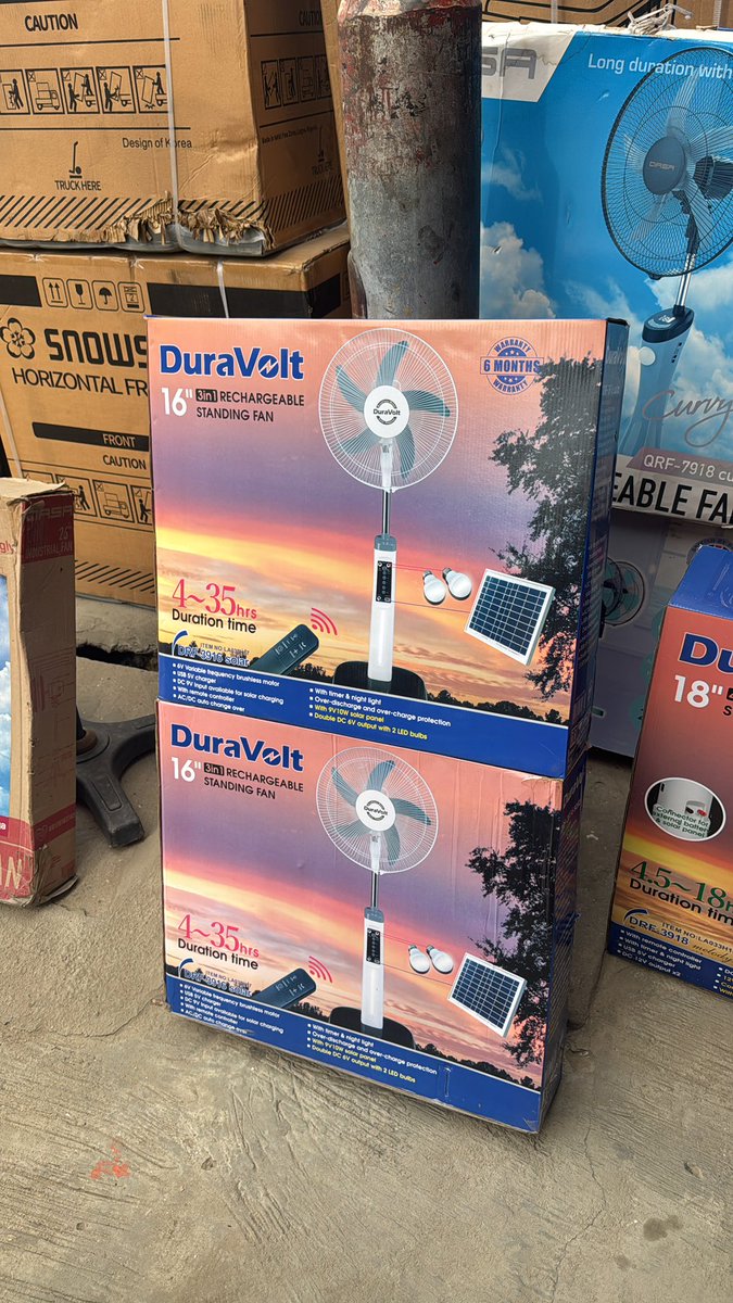 Duravolt 16” rechargeable fan with solar panels an bulb
75,000