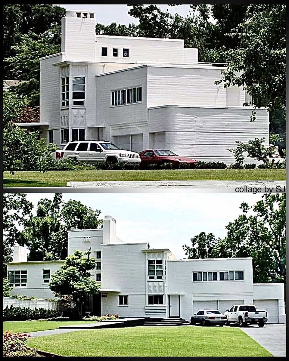 SonjaJo82306956's tweet image. FLEEGER RESIDENCE, 1937,
2424 East 29th Street, Tulsa, Oklahoma, USA🇺🇸 
Architect: Frederick V. Kershner.
Tulsa's first Streamline-style concrete house with the exterior marked by narrow horizontal bands, with wings of intersecting rectangular blocks.
(Photos: galenfrysinger com)