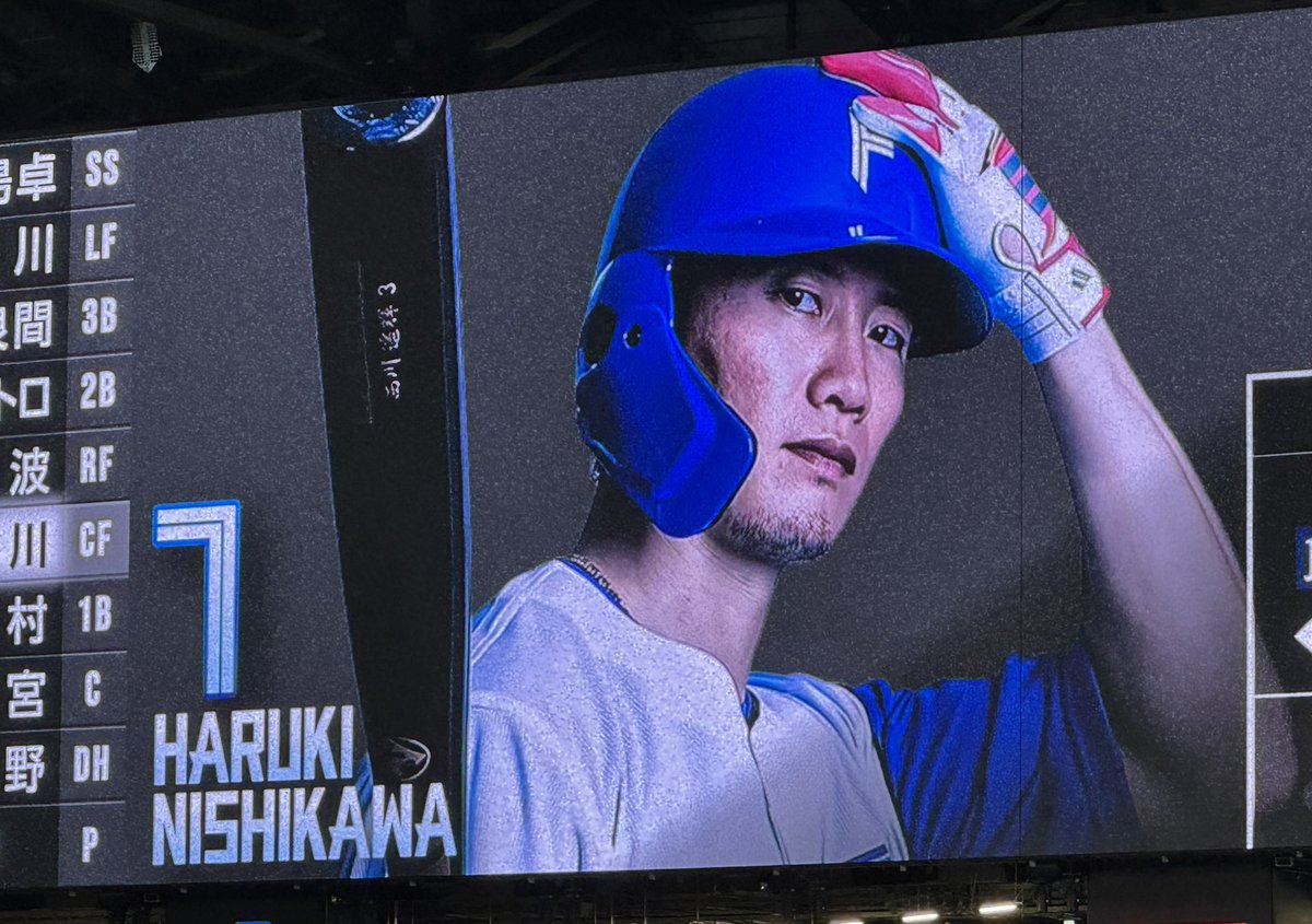 オープン戦ですが今シーズン エスコンで試合が始まりました！！
先発 : 達孝太
中島卓が1番、カストロが4番、遥輝がセンターで6番！

あとFAしたピンが2番セカンド

#lovefighters #ドミれ