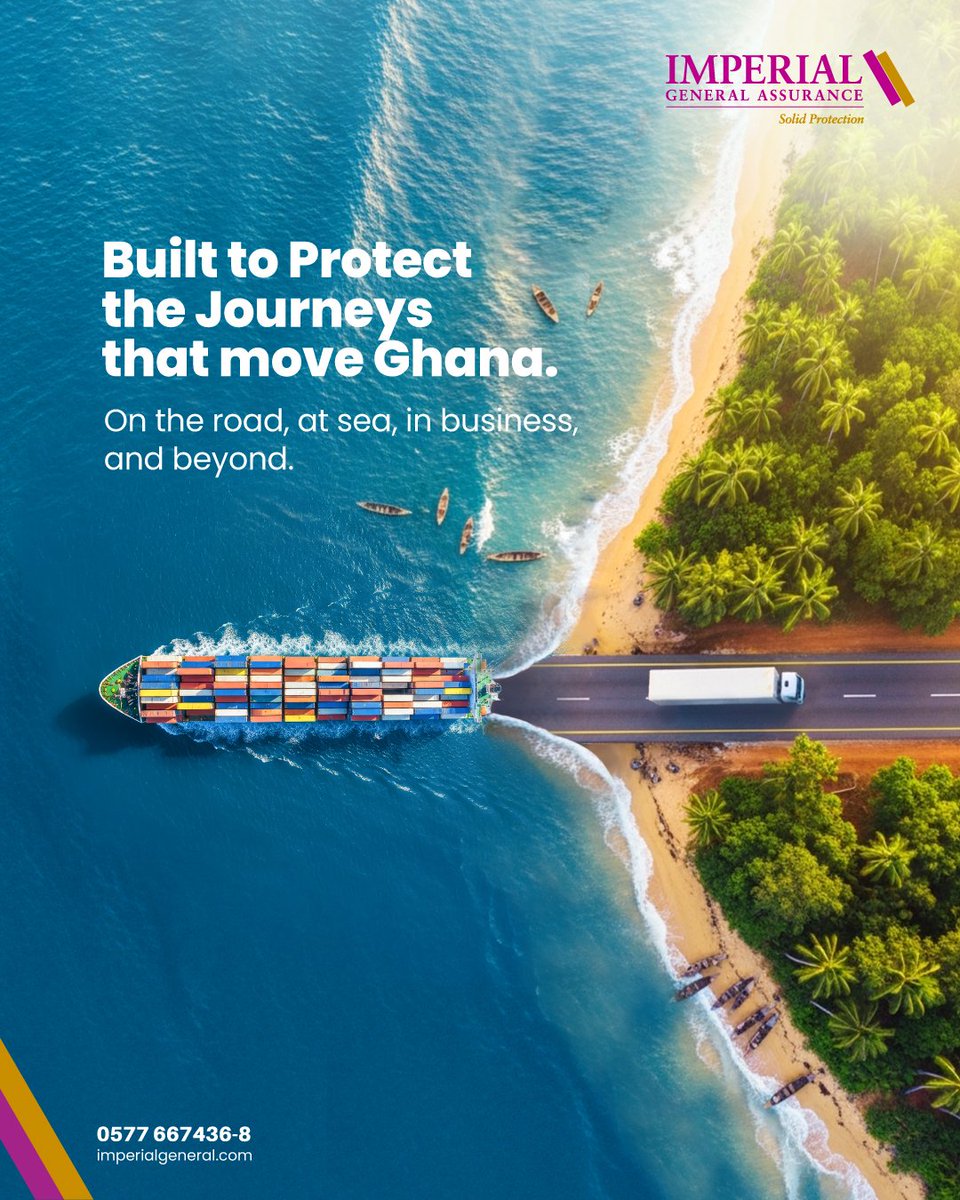 ImperialGenLTD's tweet photo. Independence gave us the freedom to move.
To trade beyond our shores.
This Ghana Month, we celebrate the responsibility to protect what moves us forward.

Imperial General Assurance  protects the journeys that keep Ghana rising. 
#GhanaMonth #ImperialInsurance #SolidProtection https://t.co/qZ4YIu3xJi