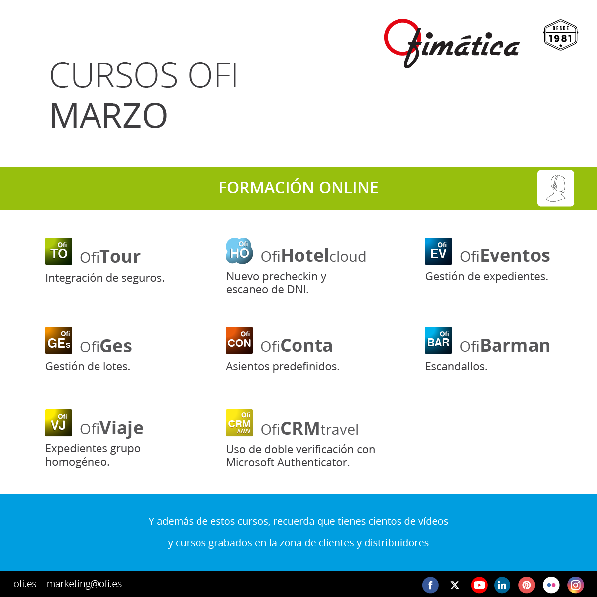 ofisoftware's tweet photo. Ya tenéis disponibles las fechas de los cursos de nuestras aplicaciones durante el mes de marzo. Apúntate sin compromiso ni coste alguno! 
https://t.co/2aLUte9WZt https://t.co/6nig2zqmUh