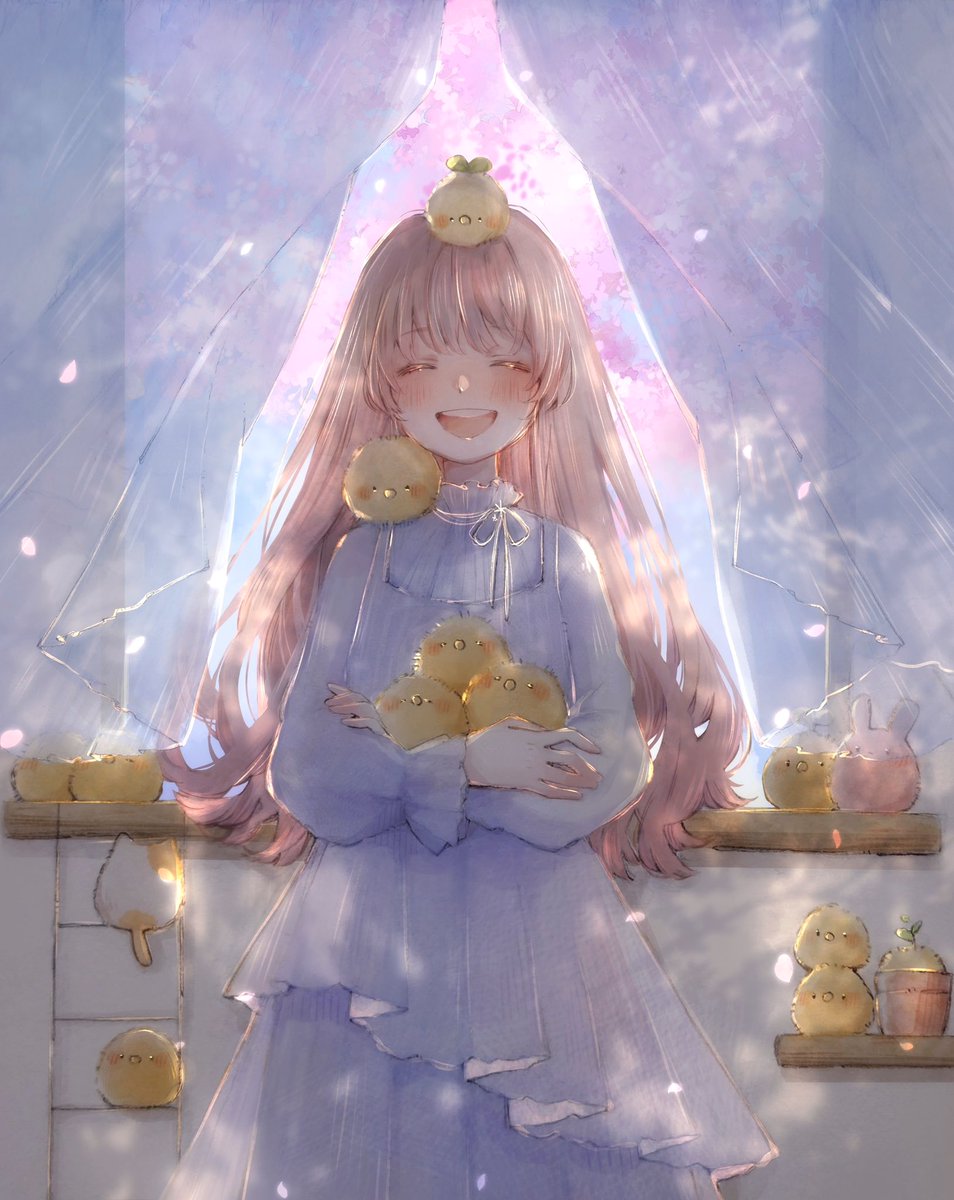 春の訪れを感じさせる、すごく可愛いイラスト(*^O^*)です🌸 少女の笑顔