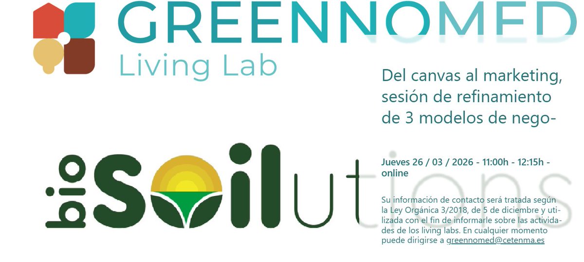 vlcinnovation's tweet image. BIOSOILUTIONS | 💻🌱El 26 de marzo celebramos en el #LivingLab de #València del proyecto @Soilutions_eu un taller online de cocreación sobre modelos de negocio de fertilizantes circulares, procedentes de subproductos de origen biológico

👇Inscríbete:
forms.cloud.microsoft/pages/response…