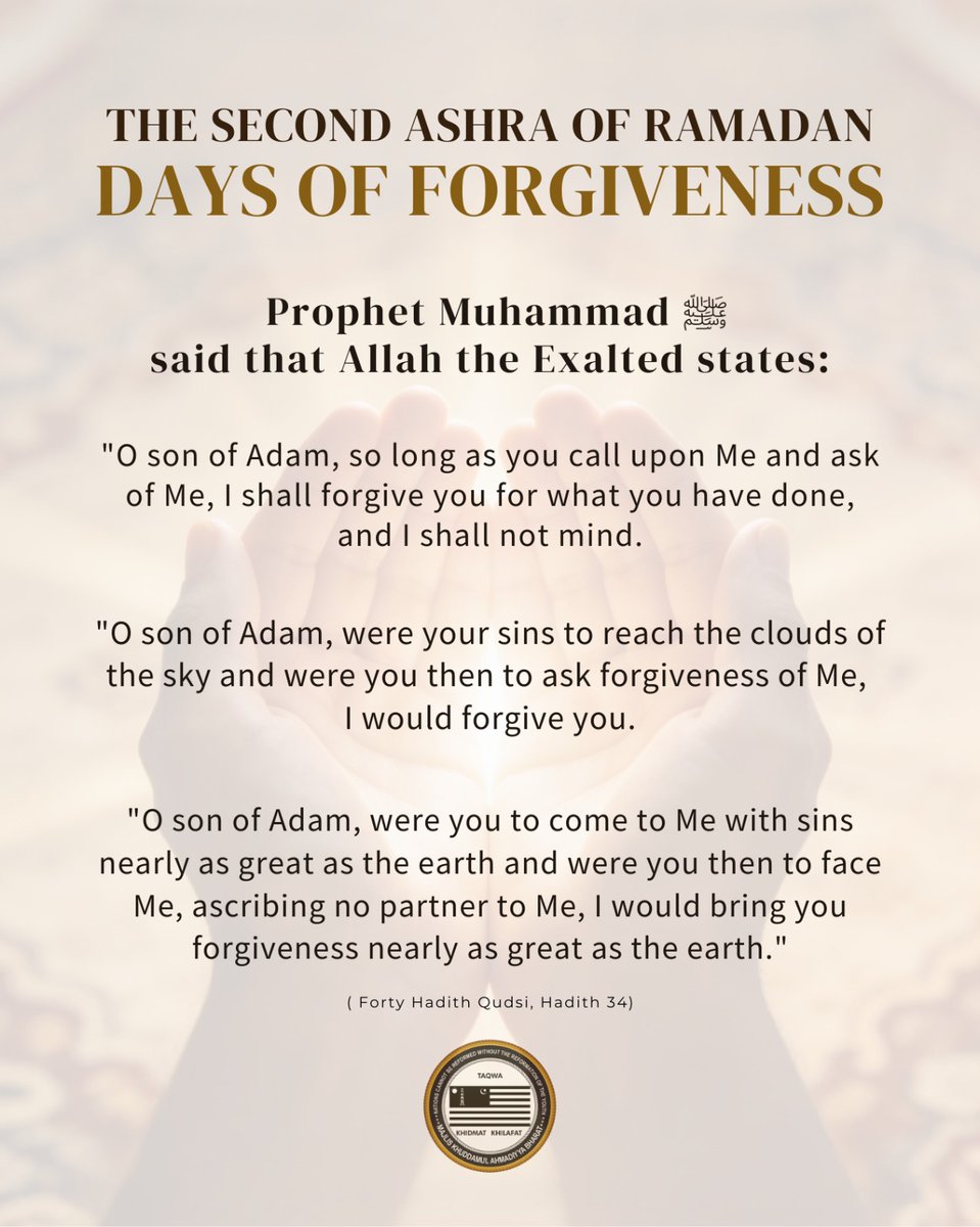 mkaindia's tweet photo. O son of Adam, were your sins to reach the clouds of the sky and were you then to ask forgiveness of Me, I would forgive you.
#ramdan https://t.co/djAoZIsTHp