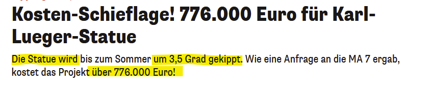 Ähm...  🤨 776.000 Euro um das Lueger-Denkmal zu "kippen" und davon 18.000 Euro für Medienarbeit? 

Der Stadt Wien ist Steuergeld einfach vollkommen wurscht.  Von der SPÖ erwartet man ja nix Anderes, aber hey, <a href="/NeosWien/">NEOS Wien</a>, anybody home? 

heute.at/s/kosten-schie…