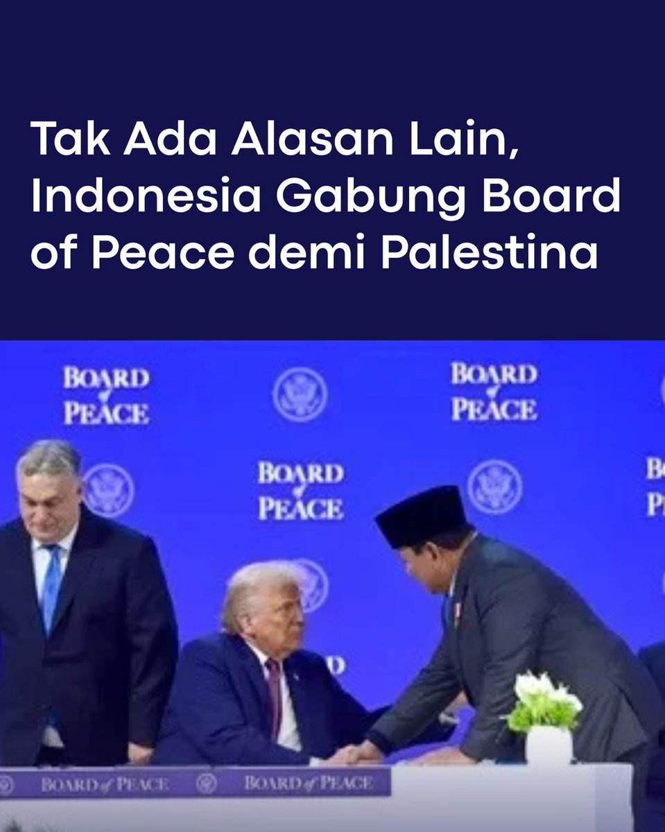 Mr_Khepo's tweet photo. Langsung action, tak perlu basa-basi!
Indonesia gabung Board of Peace demi Palestina, titik! 
Misi Perdamaian Dunia itu yang diutamakan. https://t.co/QZiGXuUVro