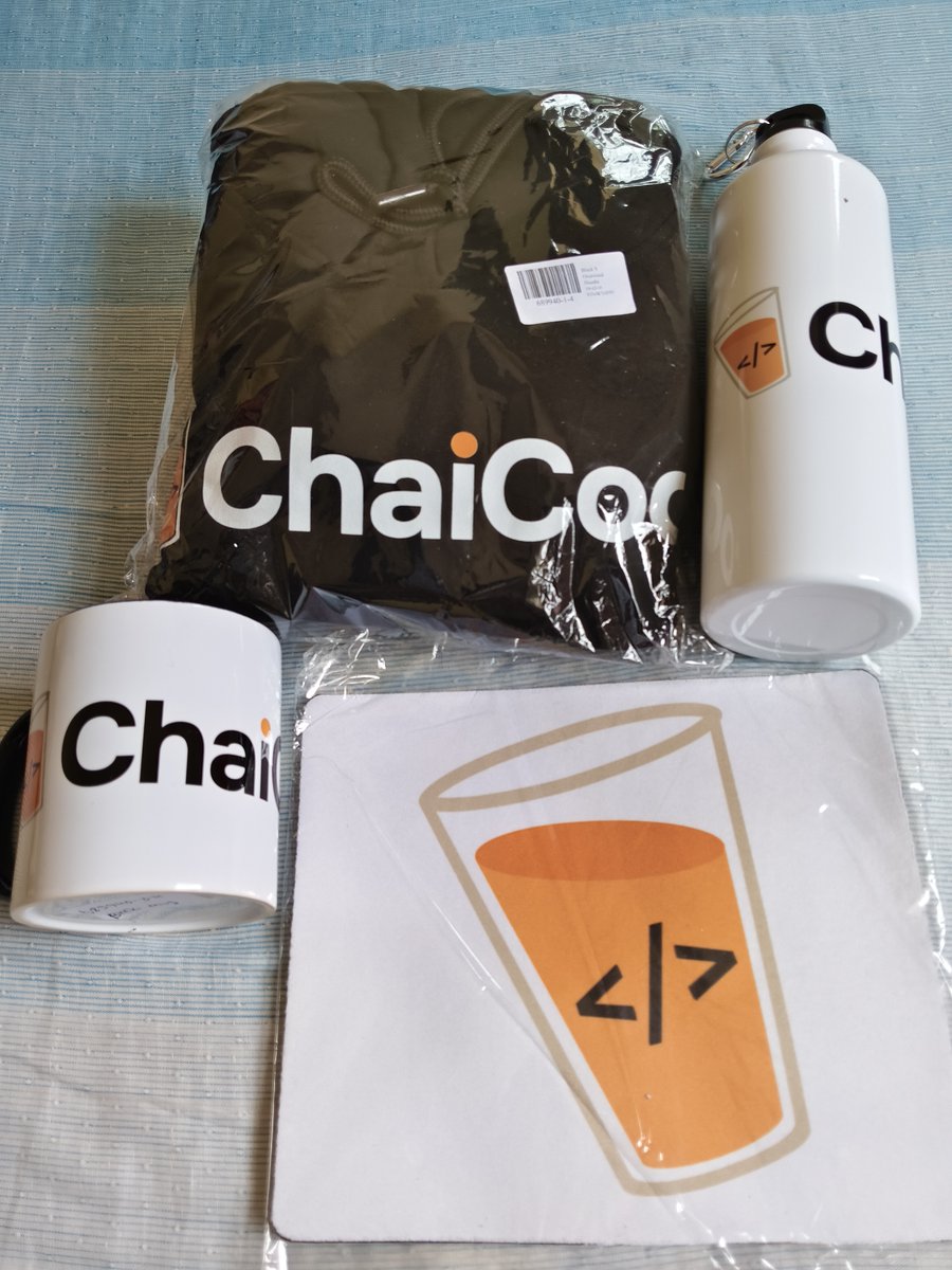 Got my ChaiCode swag today.

Thanks <a href="/Hiteshdotcom/">Hitesh Choudhary</a> sir. really happy to be part of the <a href="/ChaiCodeHQ/">Chai Aur Code</a>

The ChaiCode hoodie looks awesome really loved it.

Special thanks to <a href="/nirudhuuu/">anirudh</a> for this.