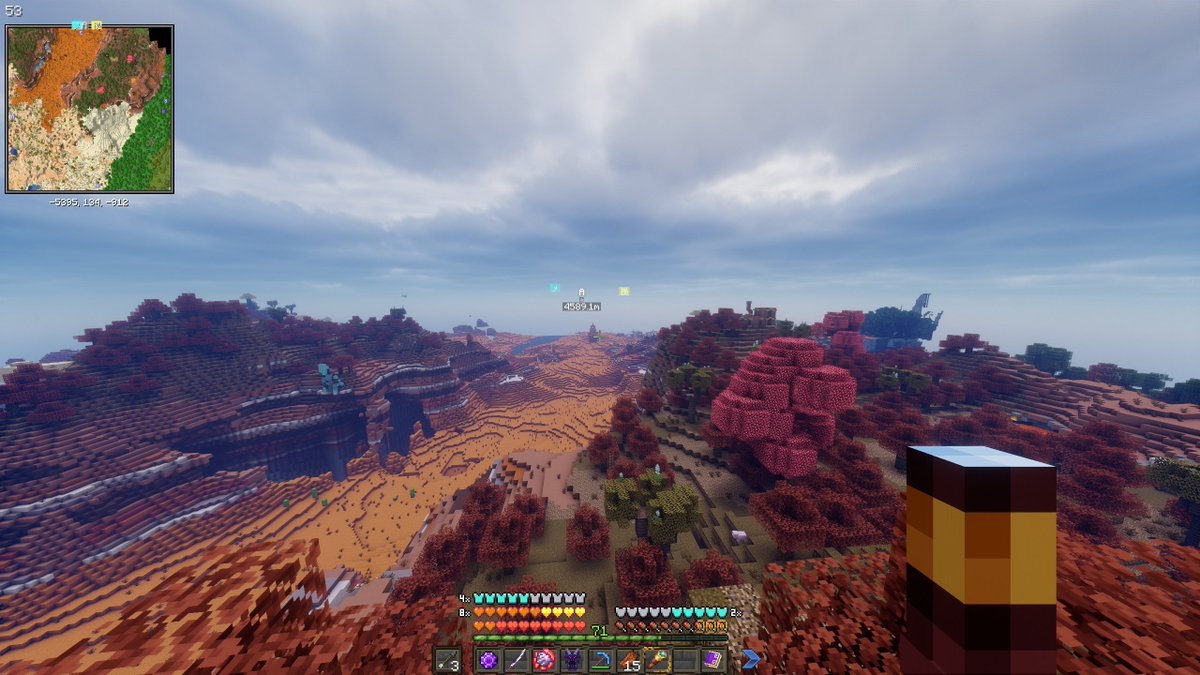 KITI21_game's tweet photo. 前に見晴らし良い地形と出会ったのでShaderサンプル用にスクショしたやつみつけた
①Bliss 
②Sildur’ Vibrant 
③BSL 
④Complementary(いつものをUltra設定) https://t.co/YPx3hMHOE7