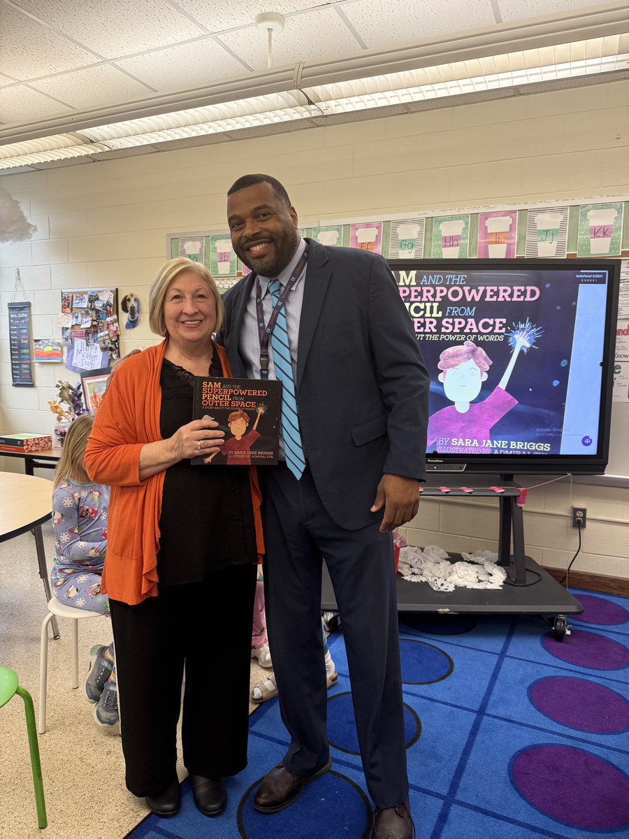 Retired CH teacher Jane Briggs, reads her book , Sam and the Superpowered Pencil From Outer Space! Our second grade Tigers loved engaging with this author!